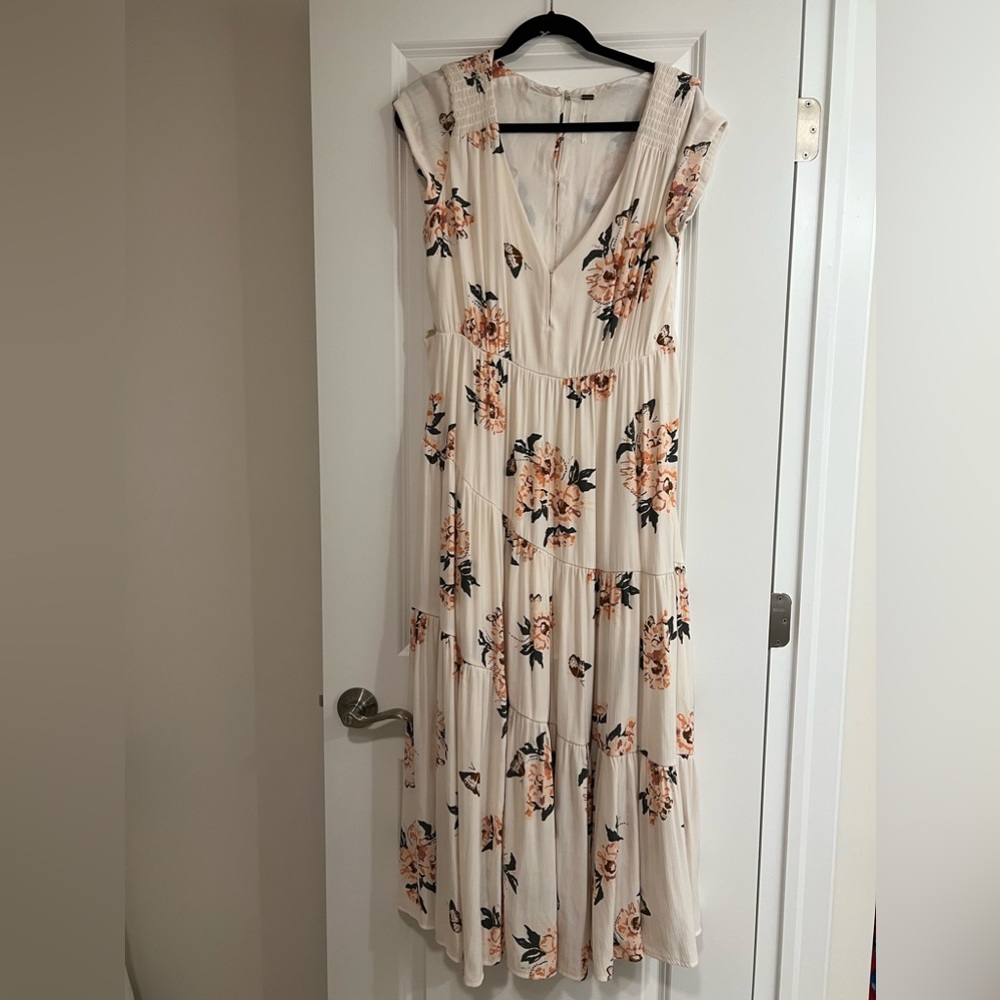 Free People Ivory Flowered Maxi Dress